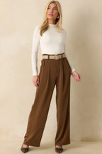 Women's Mark My Words Brown High Waisted Wide Leg Trousers | 97% Polyester & 3% Spandex 3