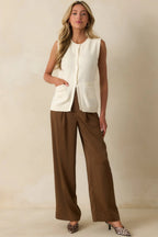 Women's Mark My Words Brown High Waisted Wide Leg Trousers | 97% Polyester & 3% Spandex 5