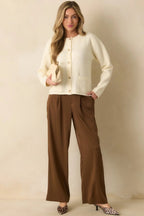 Women's Mark My Words Brown High Waisted Wide Leg Trousers | 97% Polyester & 3% Spandex 6