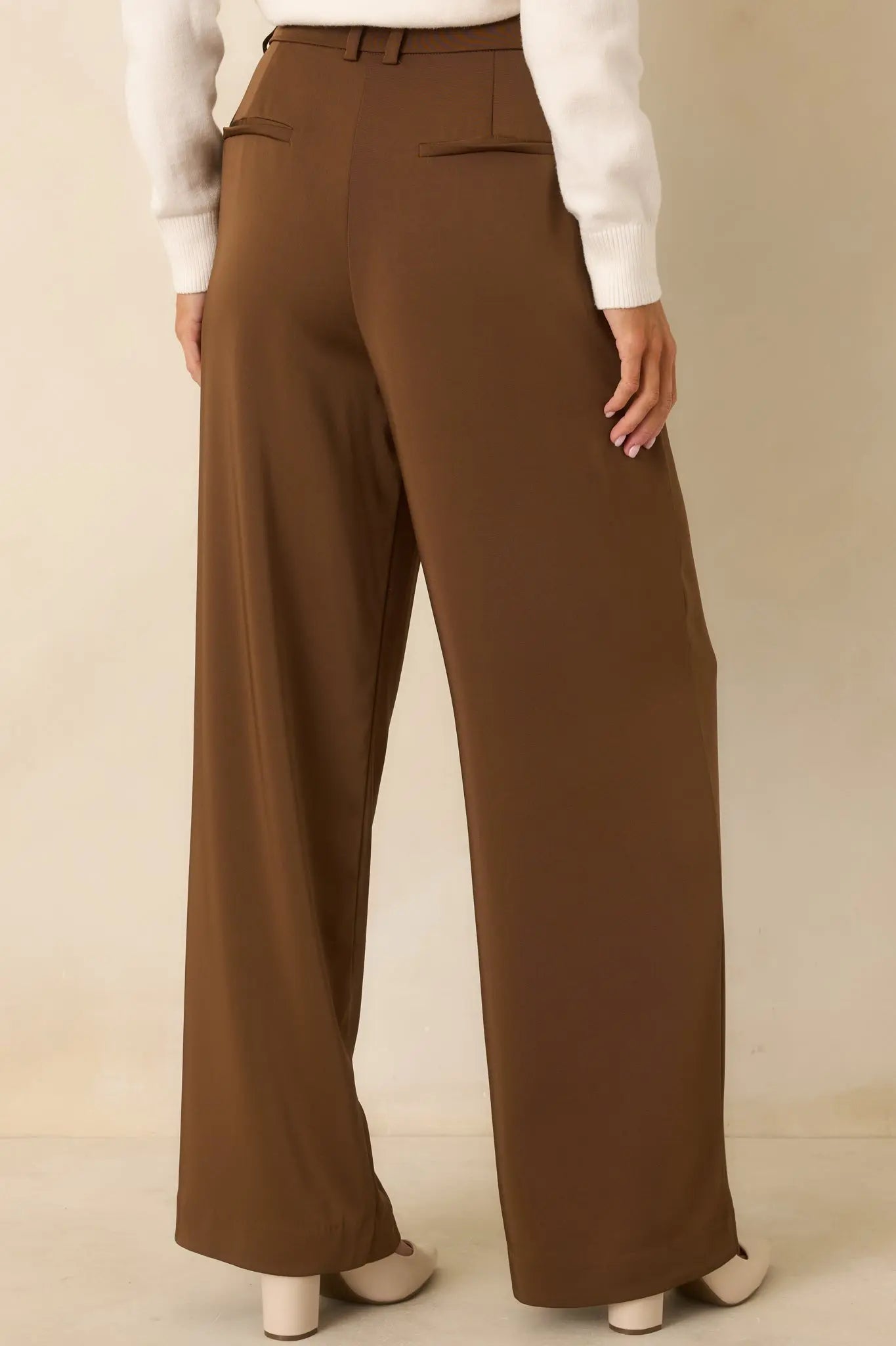 Women's Mark My Words Brown High Waisted Wide Leg Trousers | 97% Polyester & 3% Spandex 7