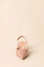 Women's Meant To Be Me Beige Patent Pointed-Toe Slingback Kitten Heels | Heel measures 1.75" 5