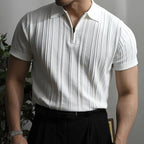Men's collared polo shirt detail