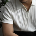 Men's collared polo shirt detail