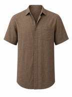Men's Ice Silk Linen Shirt – Summer Casual Short Sleeve Sun...