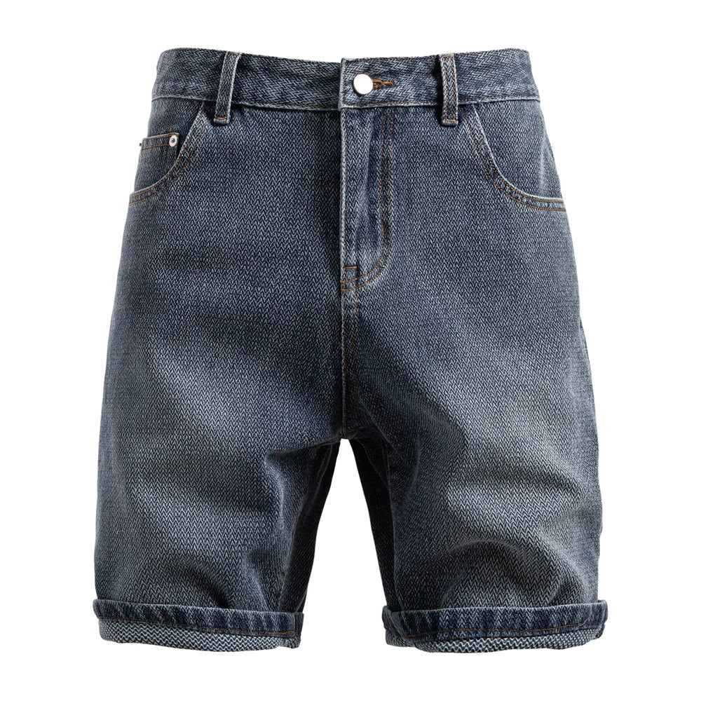 Men Summer Retro Casual Denim Shorts Slim Fit Comfortable Denim Shorts