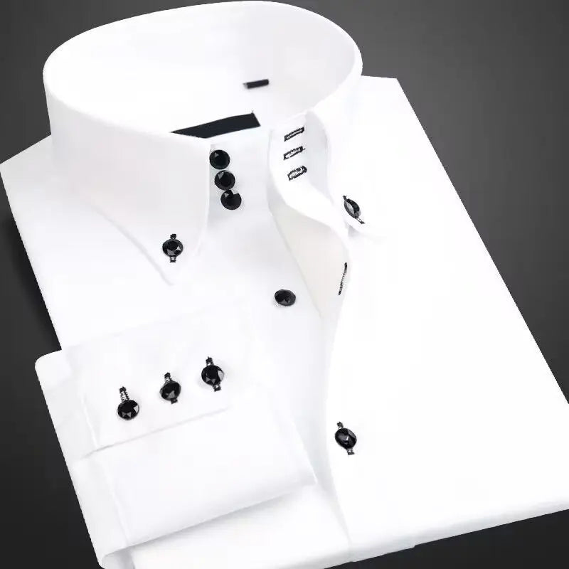 Women's Men’s Button-Up Dress Shirt with Contrast Buttons | Fit: Regular fit 0