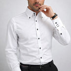 Women's Men’s Button-Up Dress Shirt with Contrast Buttons | Fit: Regular fit 3