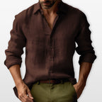 Men's Casual Linen Button Shirt with Relaxed Fit | Lightweight & Versatile Style for Effortless Comfort