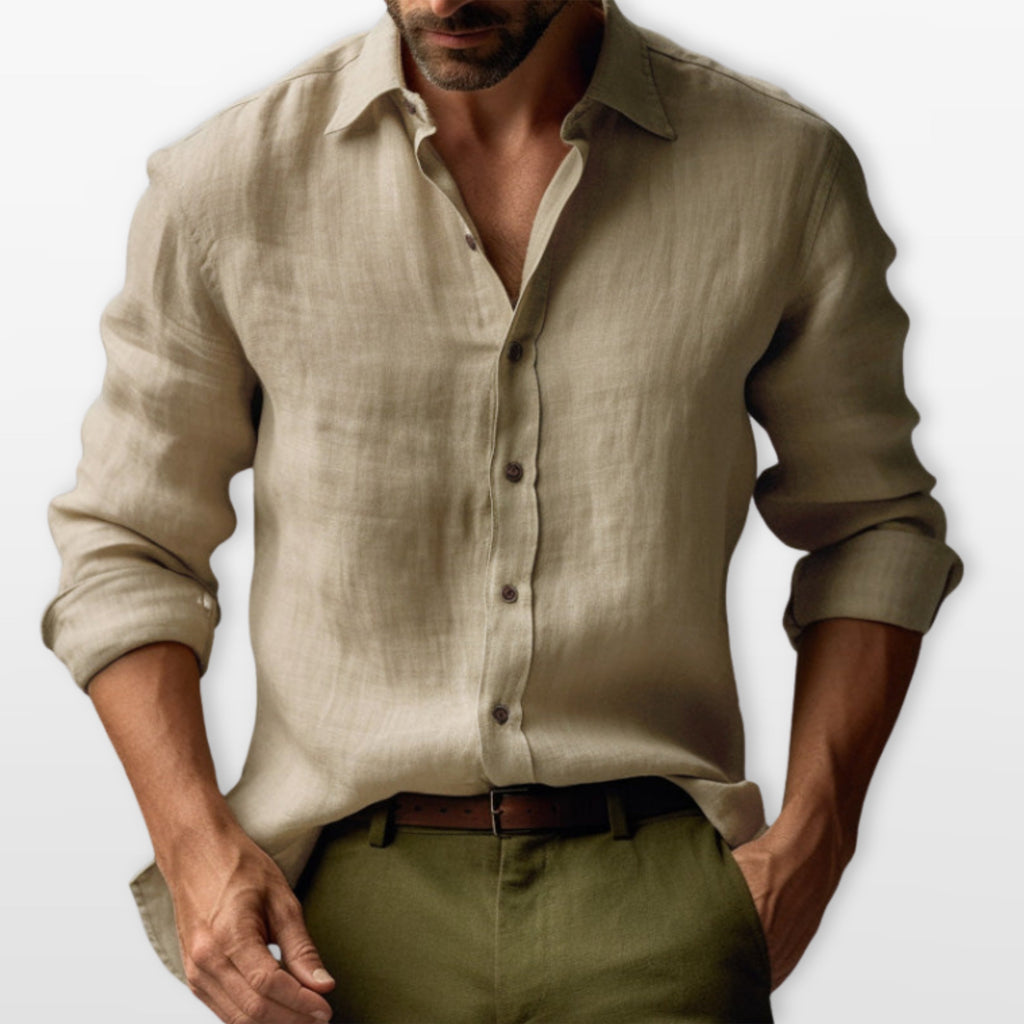Men's Casual Linen Button Shirt with Relaxed Fit | Lightweight & Versatile Style for Effortless Comfort
