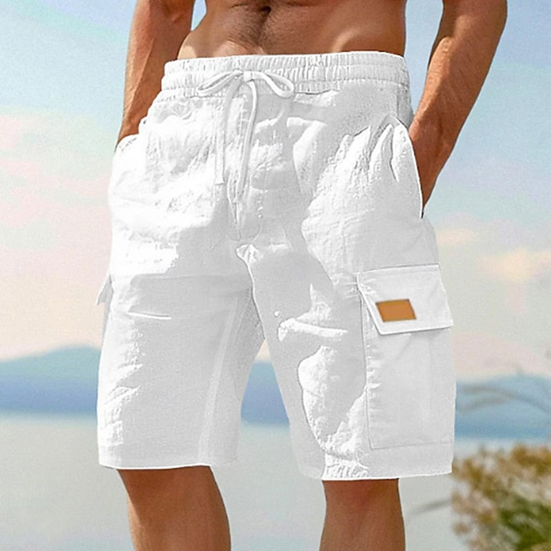 Men's Linen Cargo Shorts-Vacation & Everyday Beachwear