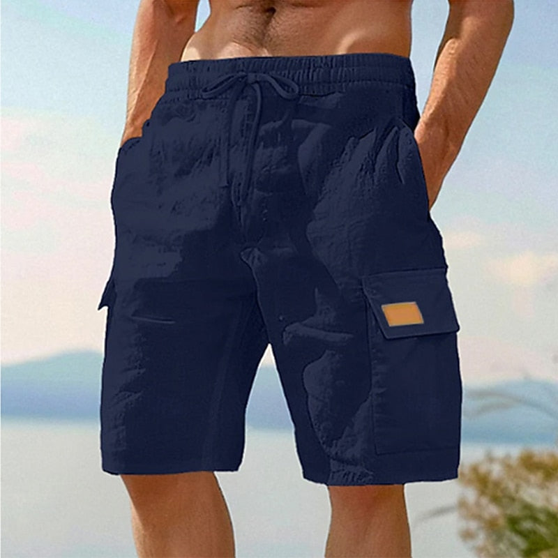 Men's Linen Cargo Shorts-Vacation & Everyday Beachwear