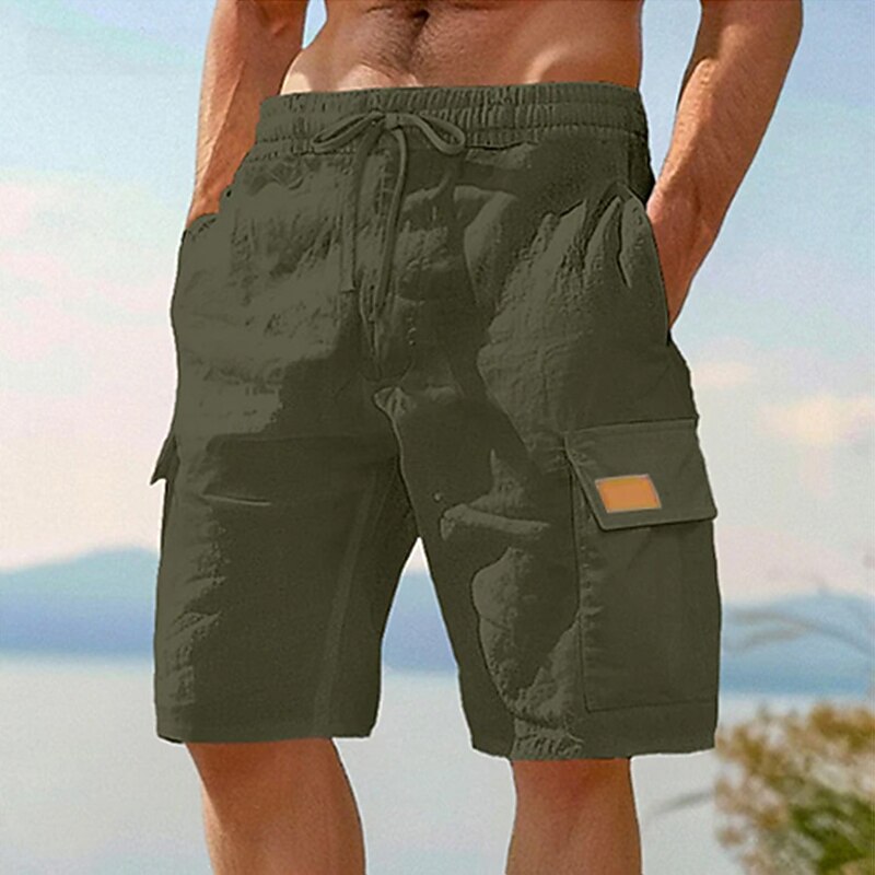 Men's Linen Cargo Shorts-Vacation & Everyday Beachwear