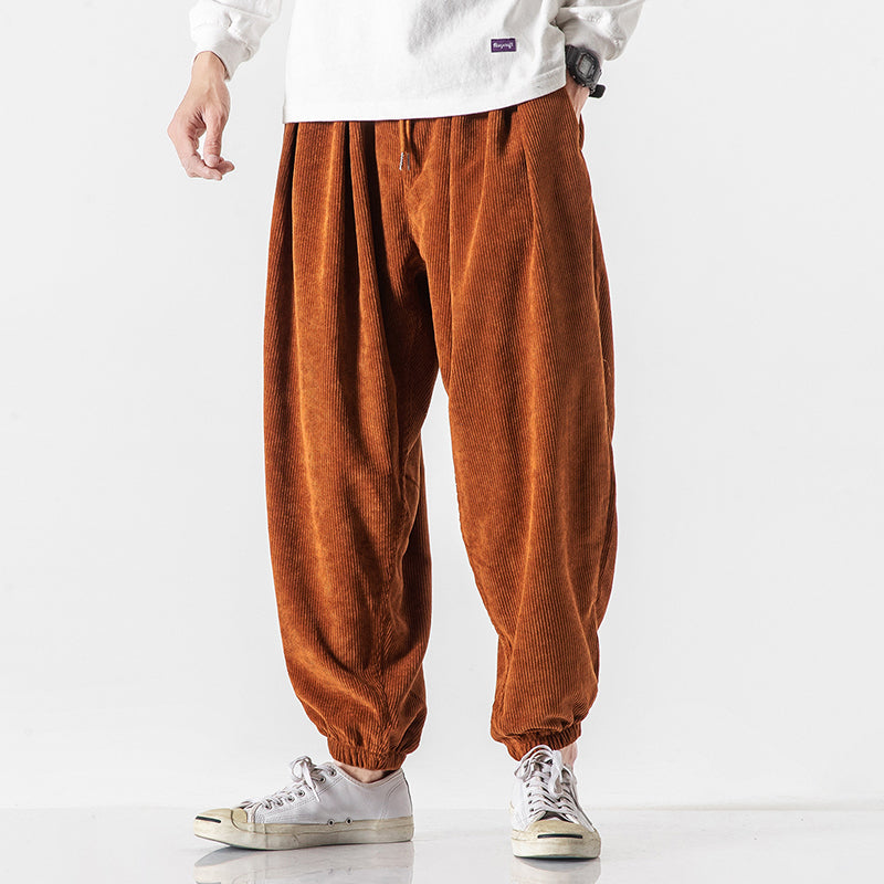 Women's Men’s Loose Corduroy Pants with Elastic Cuffs | Length: Full length 0