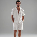 Men's Outfit | Short Sleeve Linen Summer Set with Breathable Fabric | Stylish Comfort for Warm Weather
