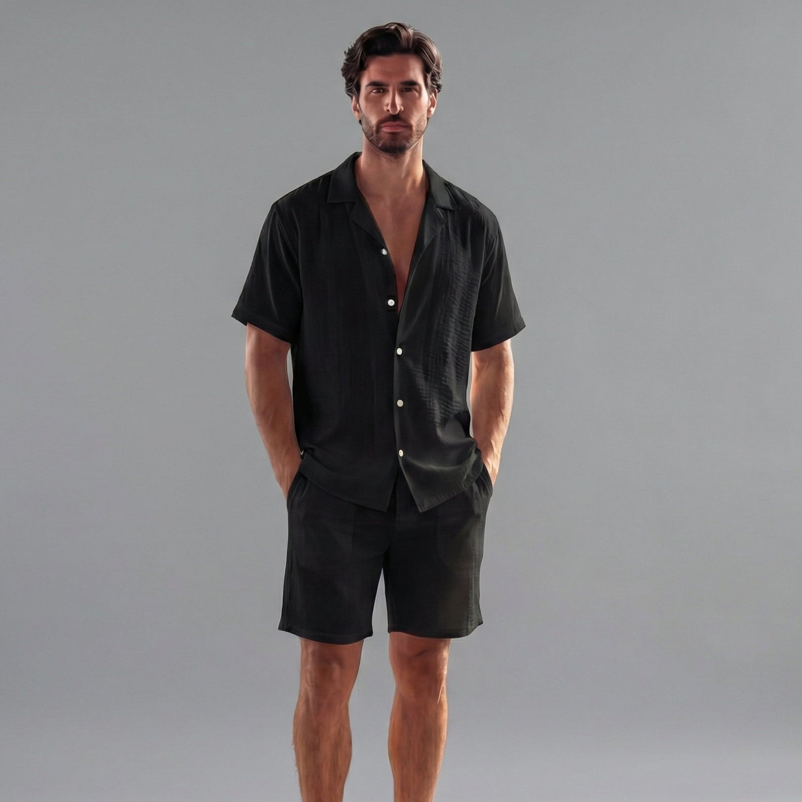 Men's Outfit | Short Sleeve Linen Summer Set with Breathable Fabric | Stylish Comfort for Warm Weather