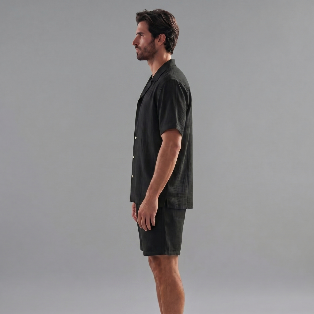 Men's Outfit | Short Sleeve Linen Summer Set with Breathable Fabric | Stylish Comfort for Warm Weather
