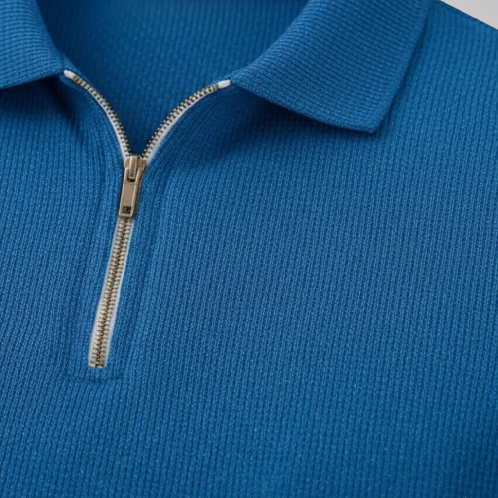 Men's Polo Shirts Set with Quarter-Zip Design & Tailored Shorts | Stylish Comfort for Warm Weather