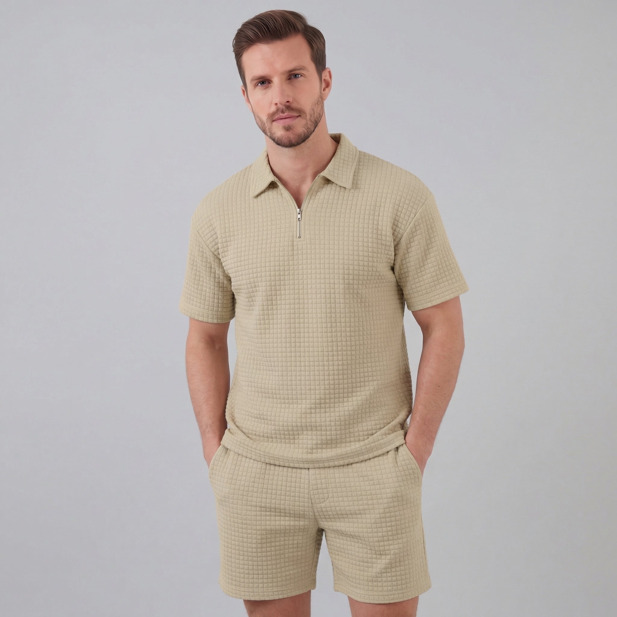 Men's Waffle Knit Summer Set with Breathable Fabric & Relaxed Fit for Ultimate Comfort