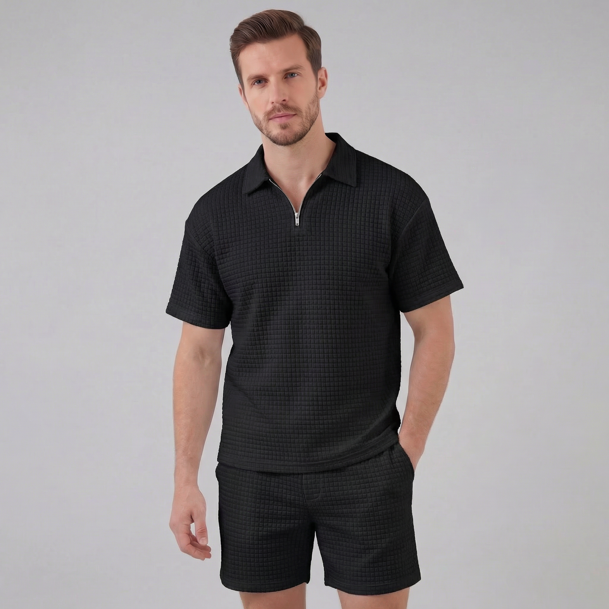 Men's Waffle Knit Summer Set with Breathable Fabric & Relaxed Fit for Ultimate Comfort