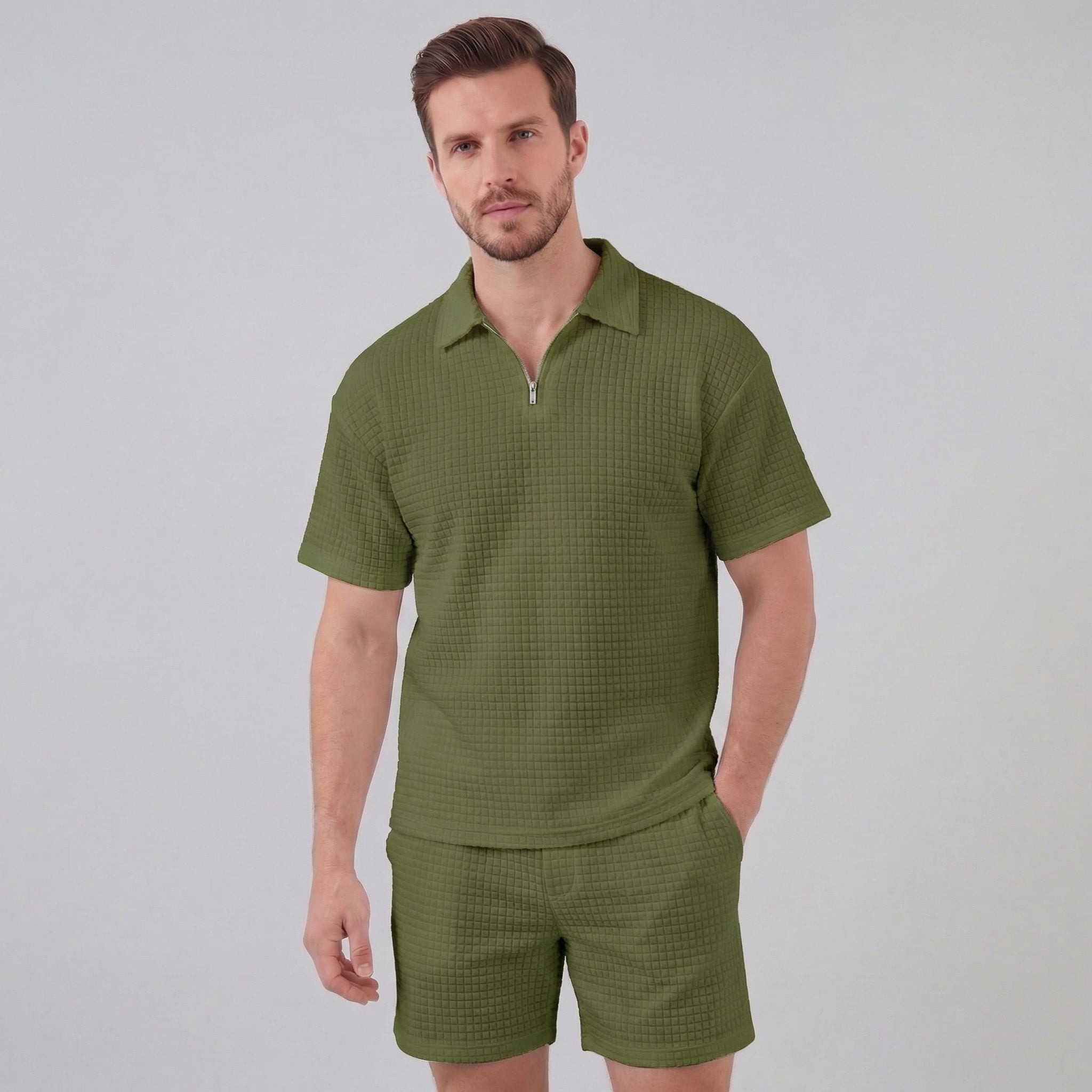 Men's Waffle Knit Summer Set with Breathable Fabric & Relaxed Fit for Ultimate Comfort