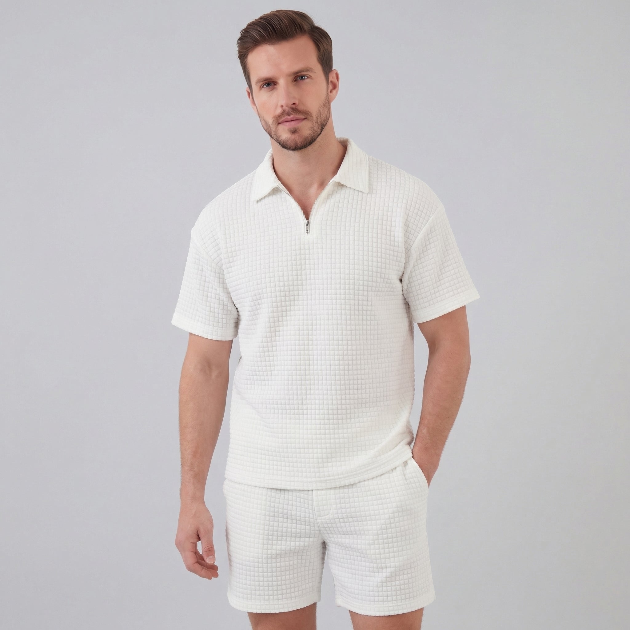 Men's Waffle Knit Summer Set with Breathable Fabric & Relaxed Fit for Ultimate Comfort