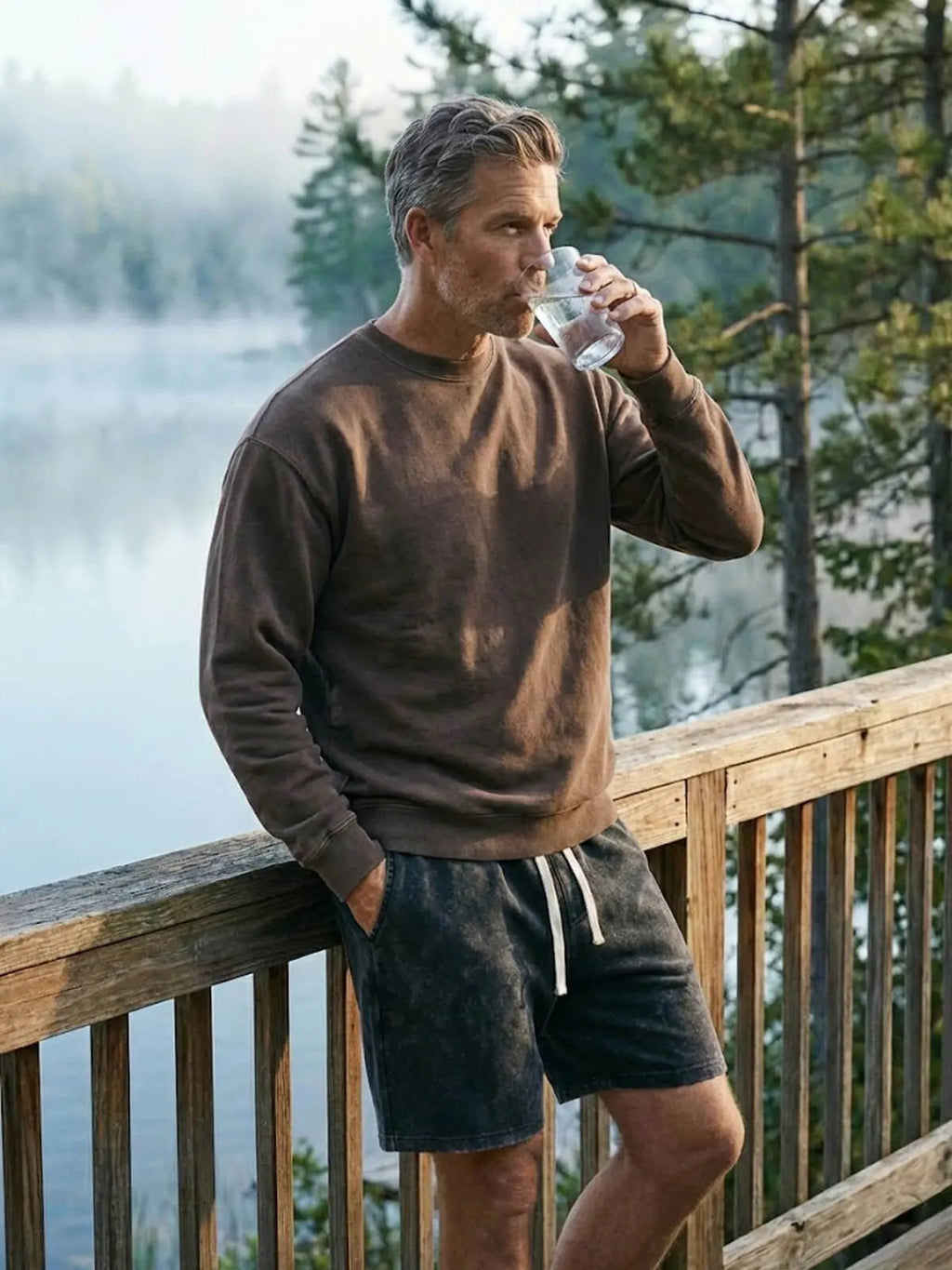 Men's Washed Cotton Drawstring Shorts