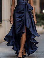 Satin Halter Evening Gown — Elegant Formal Dress