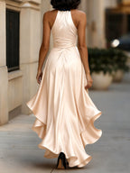 Satin Halter Evening Gown — Elegant Formal Dress