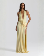 Black Maxi Dress with High Side Slit & Open Back – Elegant Long...