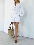 Mila Collection | Women's Dress with Balloon Sleeves & Elastic Waistband | Effortless Summer Style for Comfortable Days