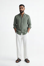 Moss Valley | Men's Dress Shirt in Olive Linen with Breathable Fabric | Lightweight Comfort for Everyday Wear