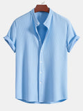 Muscle Fit | Ribbed Stand Collar Shirt with Stretch Fabric | Comfortable Fit for Everyday Wear