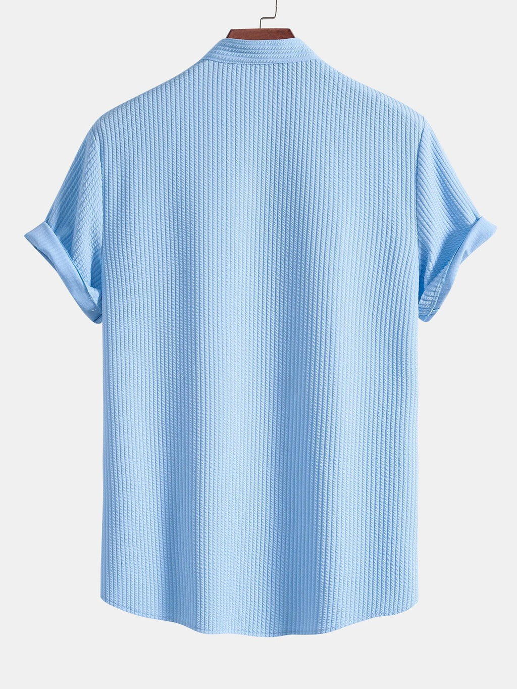 Muscle Fit | Ribbed Stand Collar Shirt with Stretch Fabric | Comfortable Fit for Everyday Wear