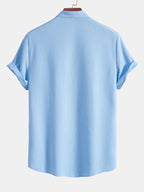Muscle Fit | Ribbed Stand Collar Shirt with Stretch Fabric | Comfortable Fit for Everyday Wear