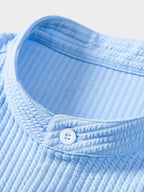 Muscle Fit | Ribbed Stand Collar Shirt with Stretch Fabric | Comfortable Fit for Everyday Wear