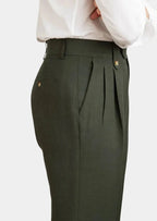 Women's Napoli Pleated Coastal Trousers - Olive 1