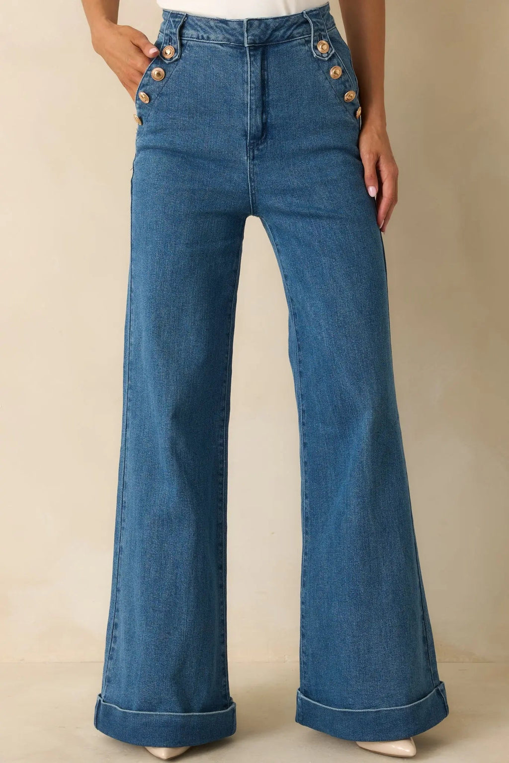 Women's Nautical By Nature Indigo Stretch High Waisted Wide Leg Jeans | 85% Cotton 0