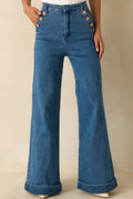 Women's Nautical By Nature Indigo Stretch High Waisted Wide Leg Jeans | 85% Cotton 0