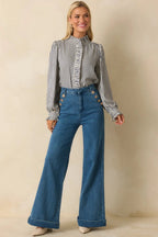 Women's Nautical By Nature Indigo Stretch High Waisted Wide Leg Jeans | 85% Cotton 3