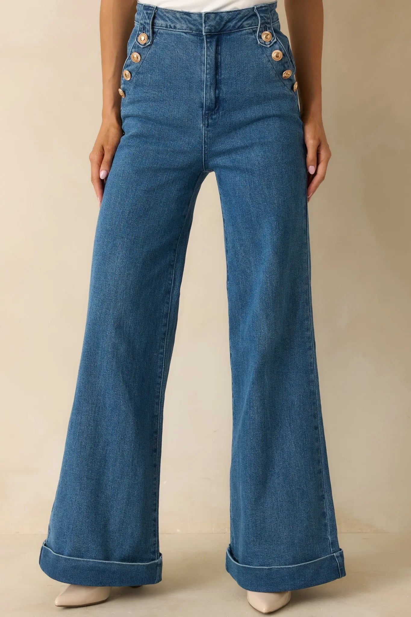 Women's Nautical By Nature Indigo Stretch High Waisted Wide Leg Jeans | 85% Cotton 4