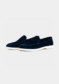 Women's Navy Blue Classic Suede Loafers 0