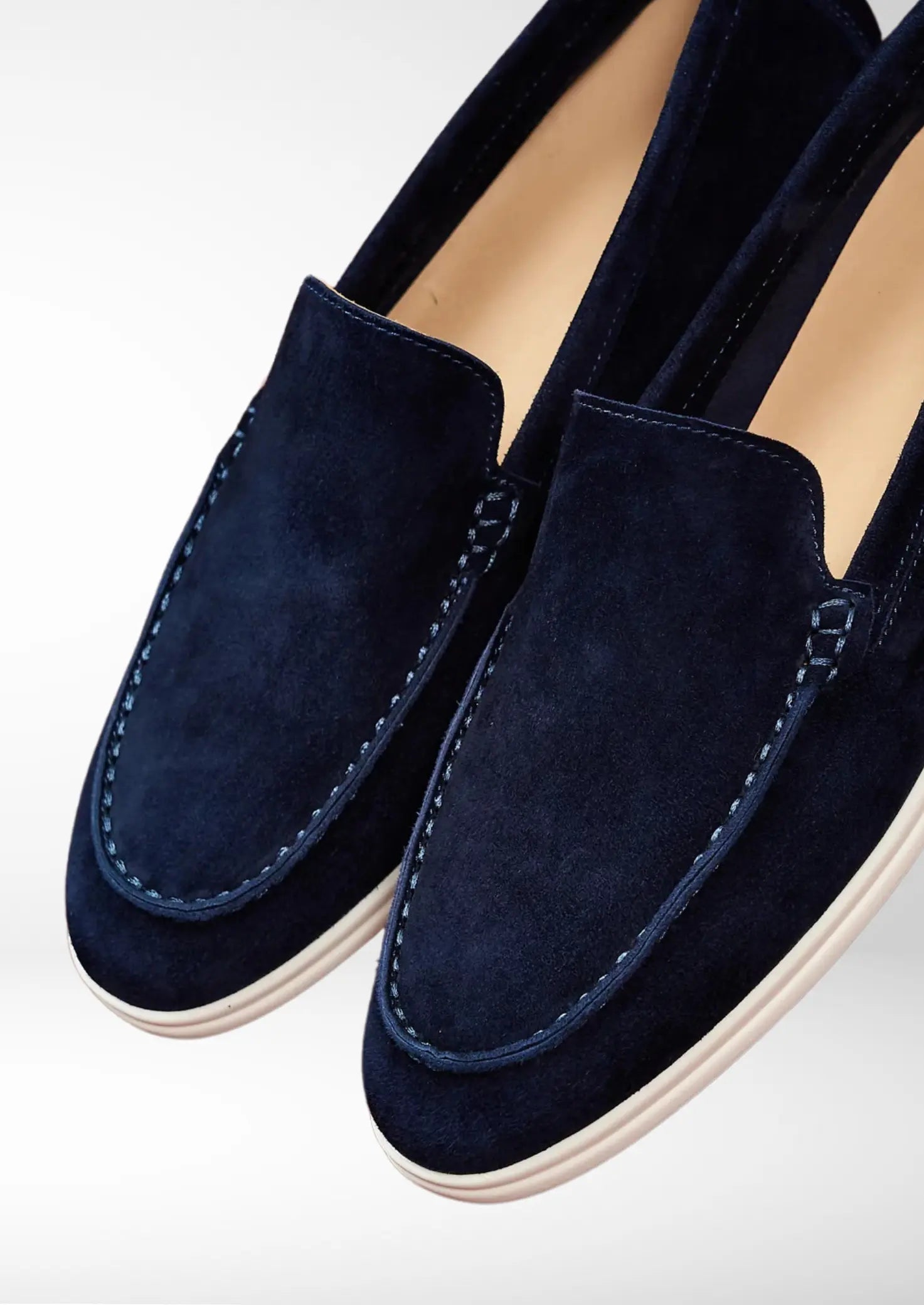 Women's Navy Blue Classic Suede Loafers 4
