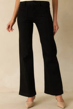 Women's Never Let You Down Black Cotton High Waisted Flare Jeans | 70% Cotton 7