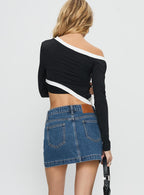Women's Nickei Denim Mini Skirt Mid Wash | Mid-rise mini skirt 5