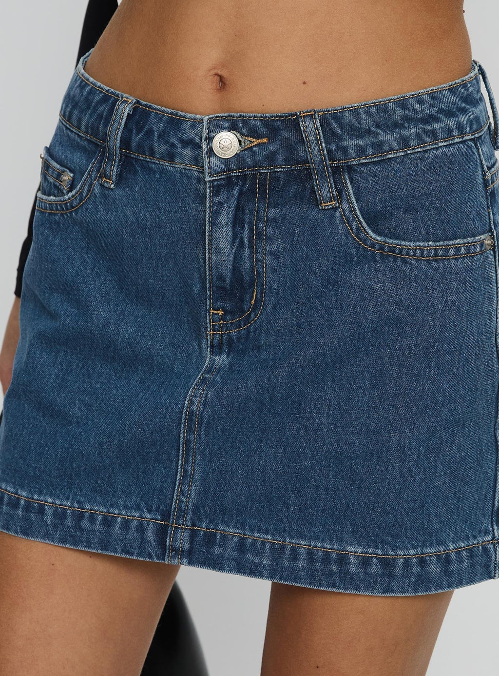 Women's Nickei Denim Mini Skirt Mid Wash | Mid-rise mini skirt 6