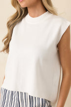 Women's No Questions Asked Ivory Knit Sleeveless Mock Neck Top | 54% Polyester 2