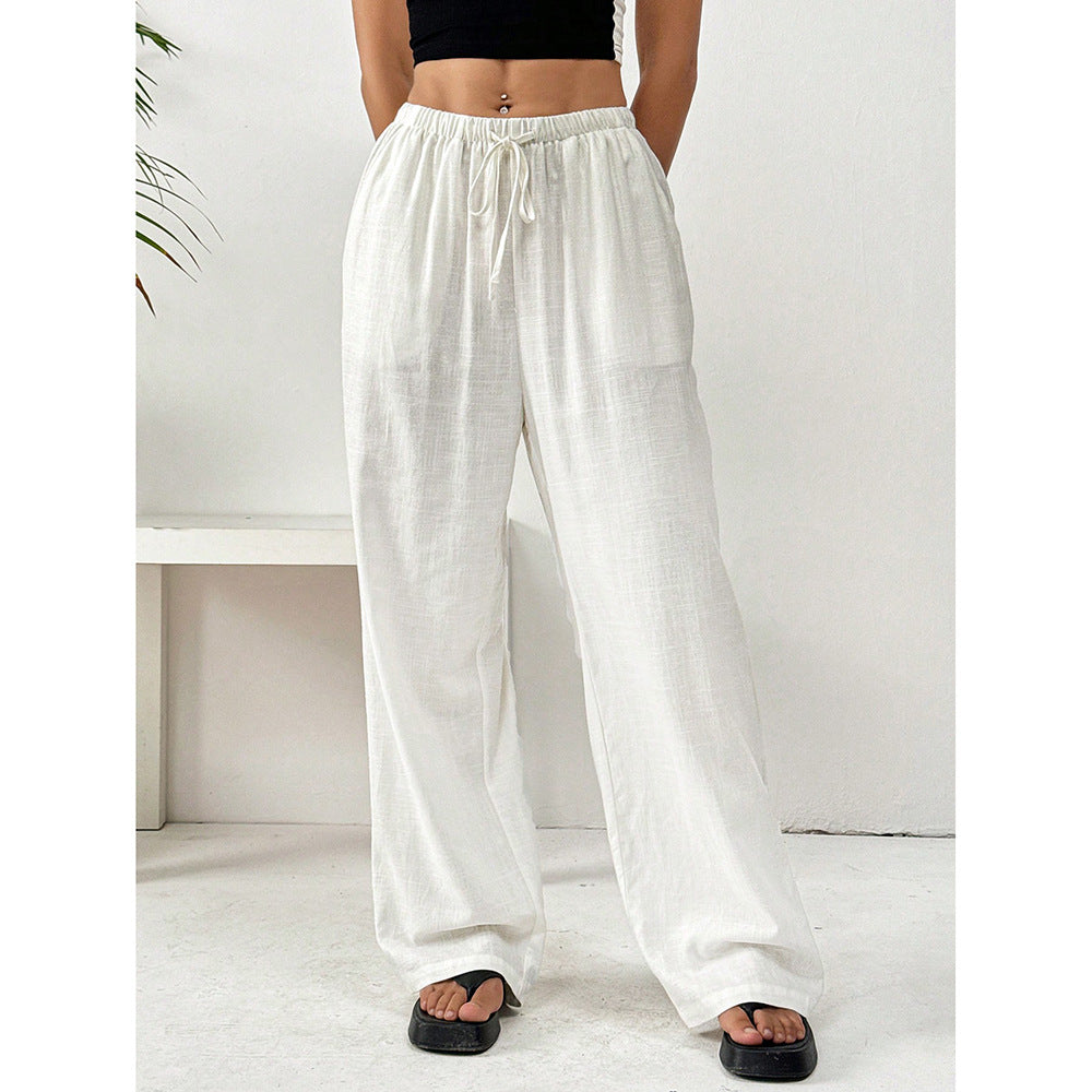 Women's Wide-Leg Linen Pants – Casual Loose Straight-Leg Summer...