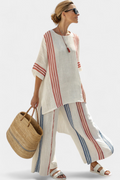 Multi colored stripes two-piece set