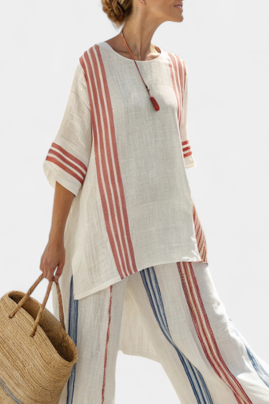 Striped two-piece set detail