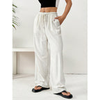 Women's Wide-Leg Linen Pants – Casual Loose Straight-Leg Summer...